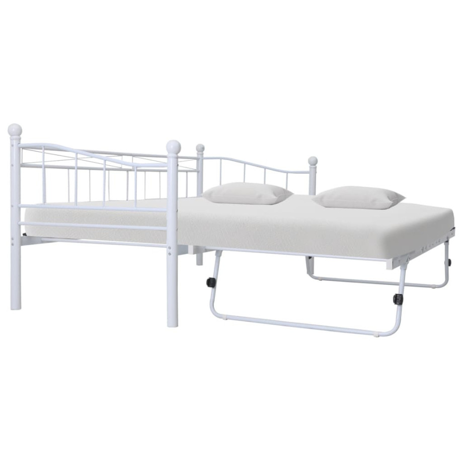 vidaXL Bedframe staal wit 180x200/90x200 cm afbeelding 1