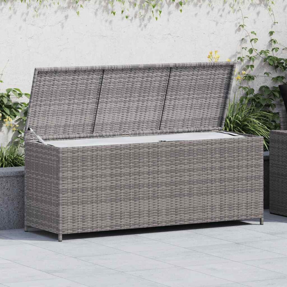 vidaXL Tuinbox 150x50x60 cm poly rattan grijs vidaXL Tuinbox 150x50x60 cm poly rattan grijs afbeelding 1