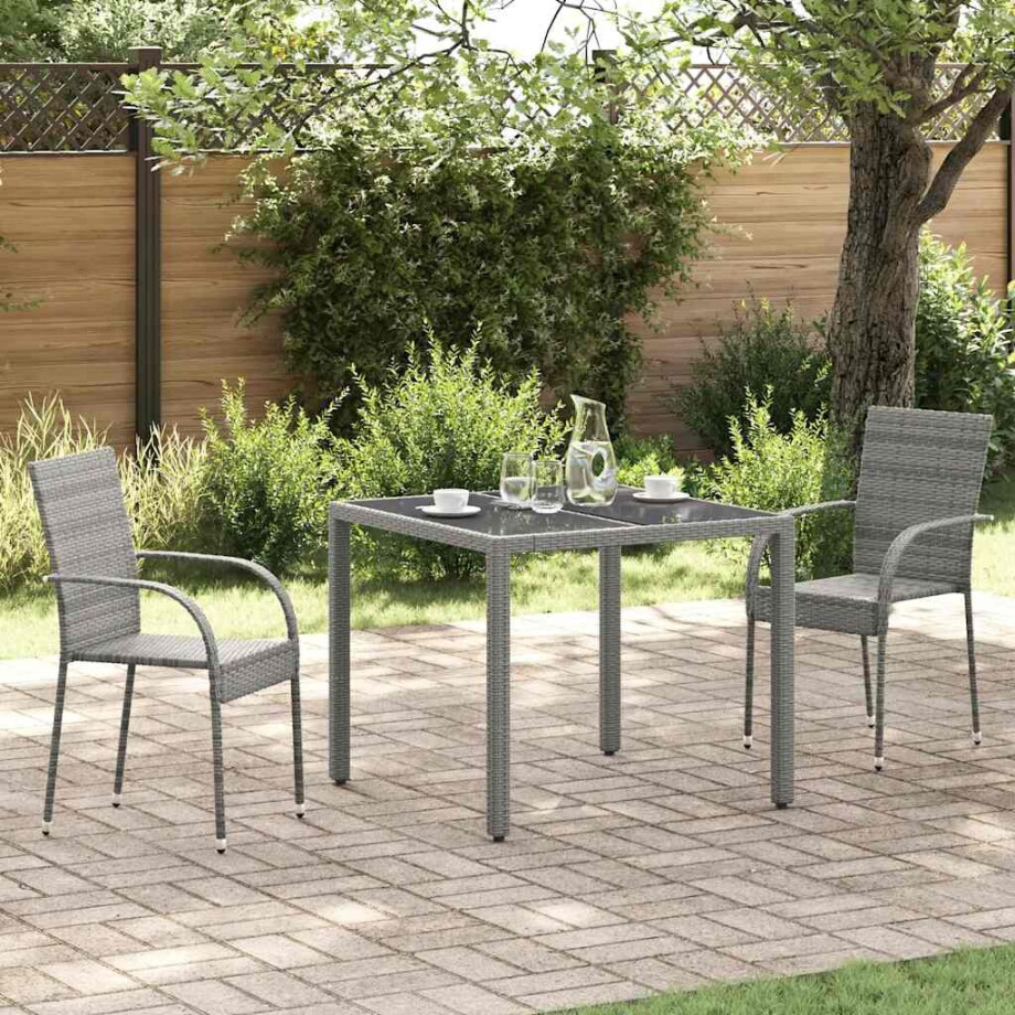 vidaXL Tuinstoelen stapelbaar 2 st poly rattan grijs afbeelding 1