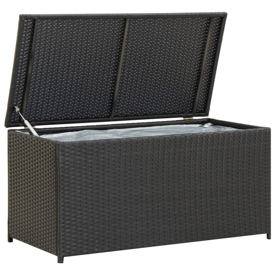 vidaXL Tuinbox 100x50x50 cm poly rattan zwart afbeelding 1