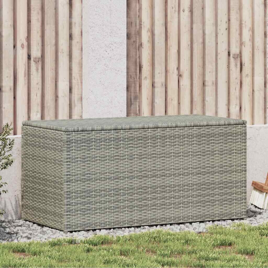 vidaXL Tuinbox 100x50x50 cm poly rattan grijs afbeelding 1