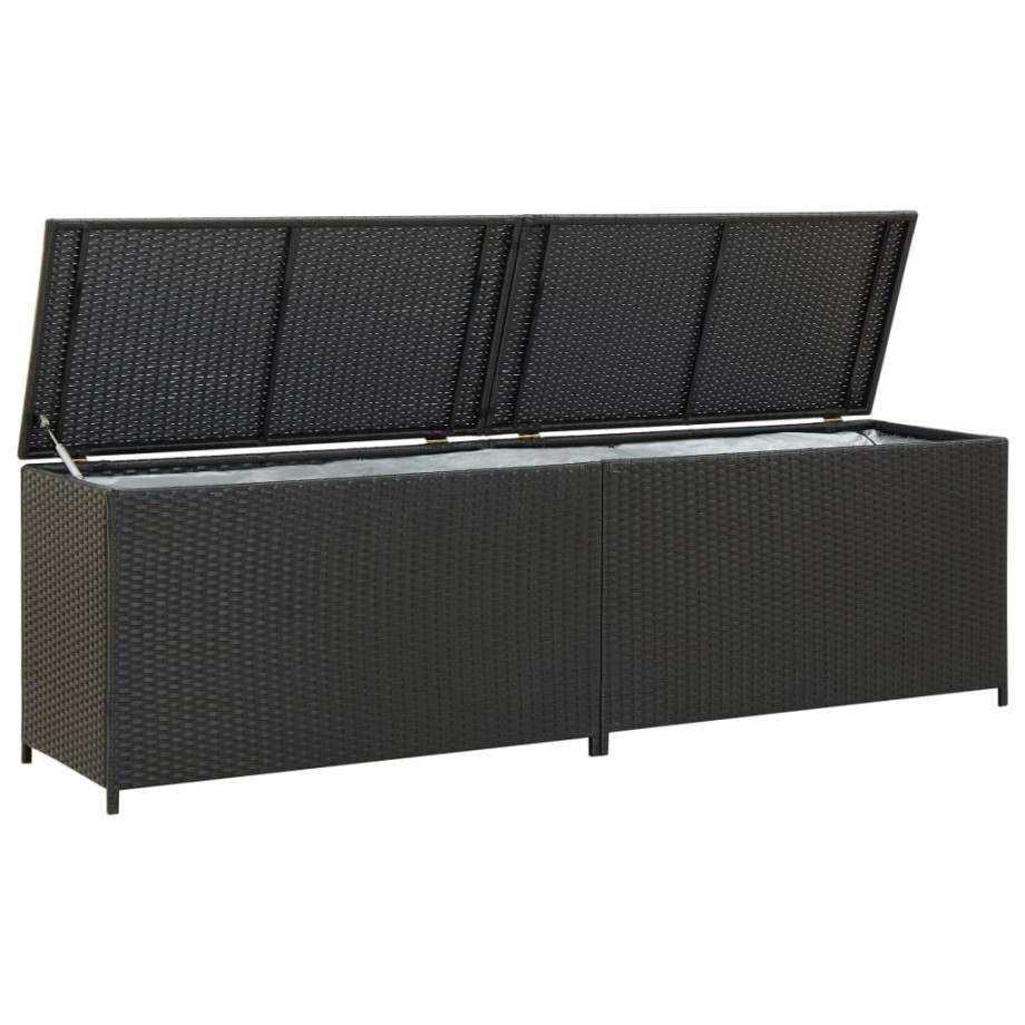 vidaXL Tuinbox 200x50x60 cm poly rattan zwart afbeelding 1