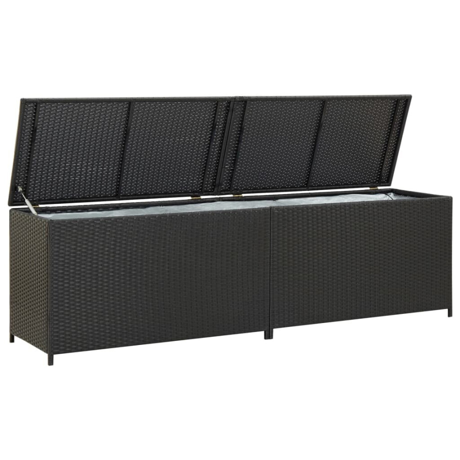 vidaXL Tuinbox 200x50x60 cm poly rattan zwart vidaXL Tuinbox 200x50x60 cm poly rattan zwart afbeelding 1