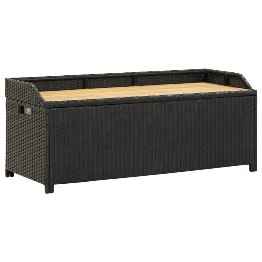 vidaXL Tuinopbergbank 120 cm poly rattan zwart afbeelding 1