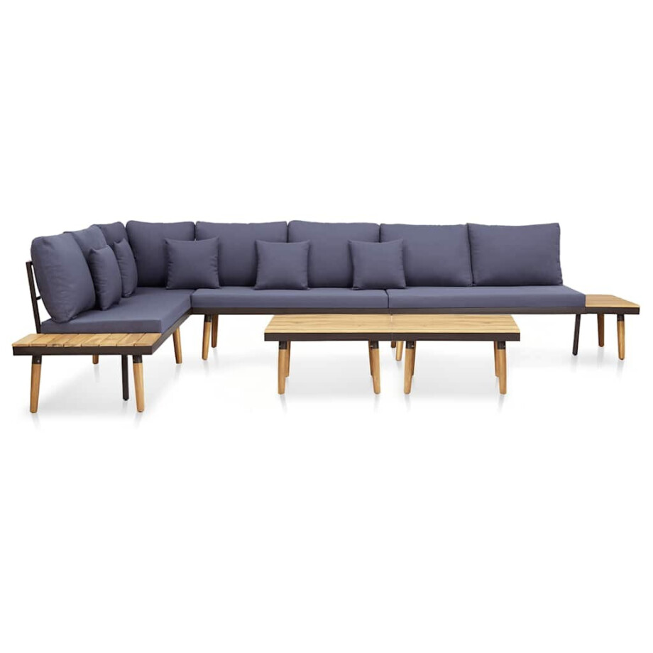 vidaXL Loungeset 7-zits met kussens massief acaciahout bruin afbeelding 1