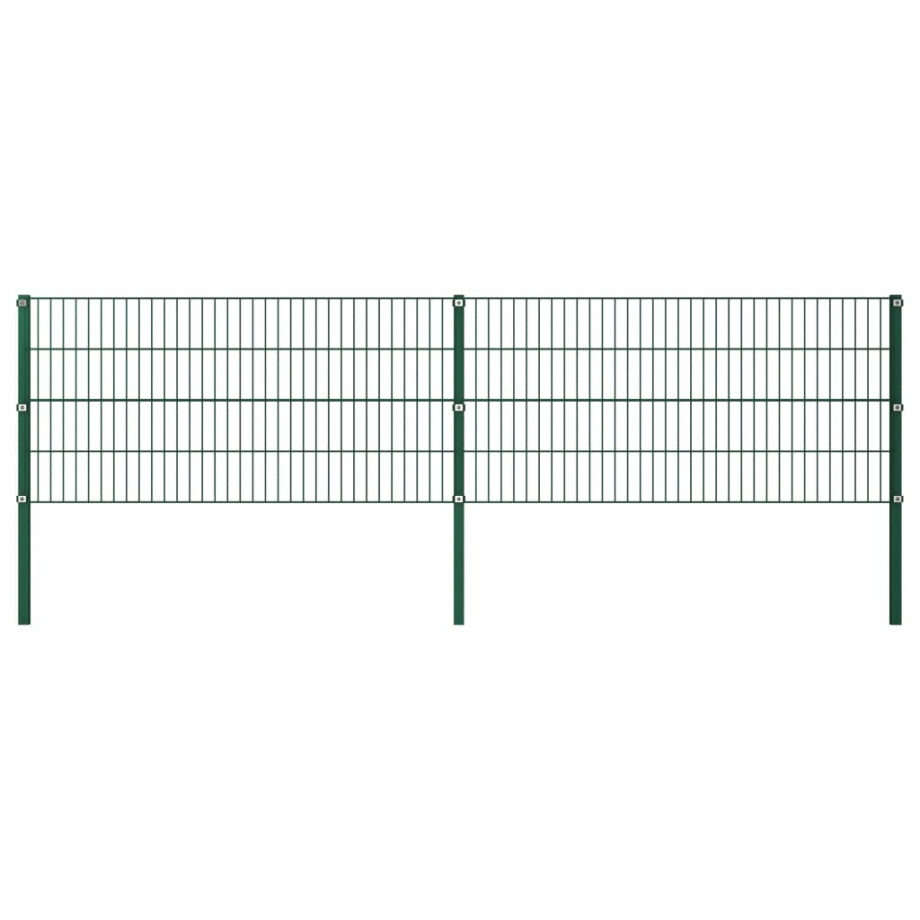 vidaXL Schuttingpaneel met palen ijzer 349x80 cm groen afbeelding 1