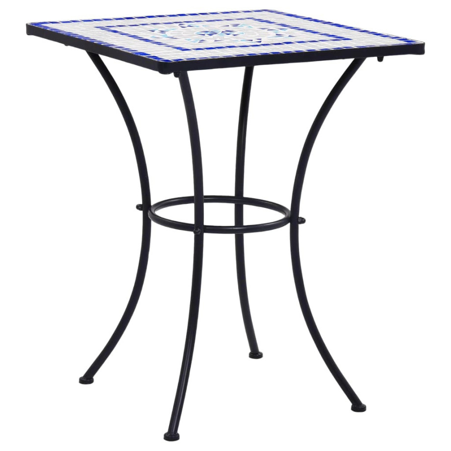 vidaXL Bistrotafel mozaïek 60 cm keramiek blauw en wit afbeelding 1