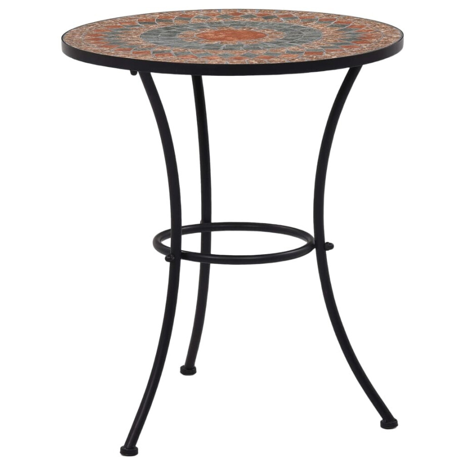 vidaXL Bistrotafel mozaïek 60 cm keramiek oranje en grijs afbeelding 1