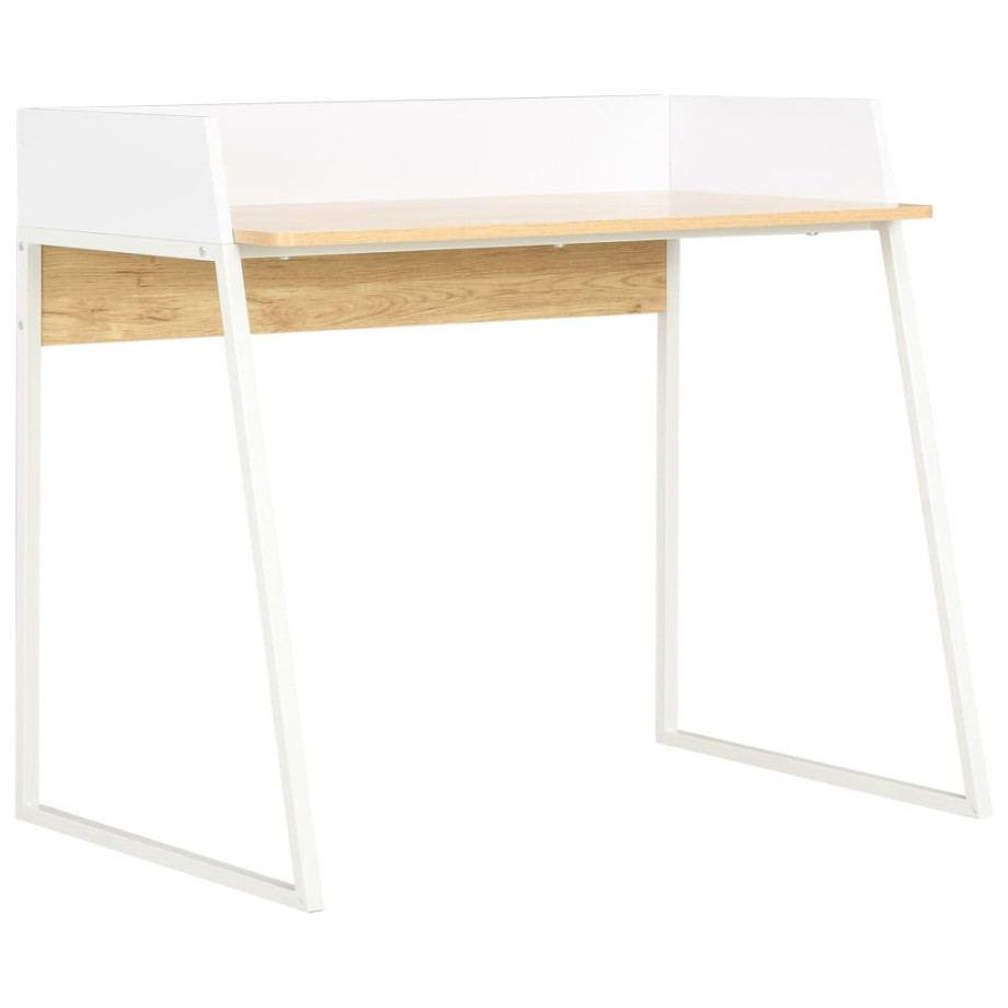 vidaXL Bureau 90x60x88 cm wit en eikenkleurig afbeelding 1