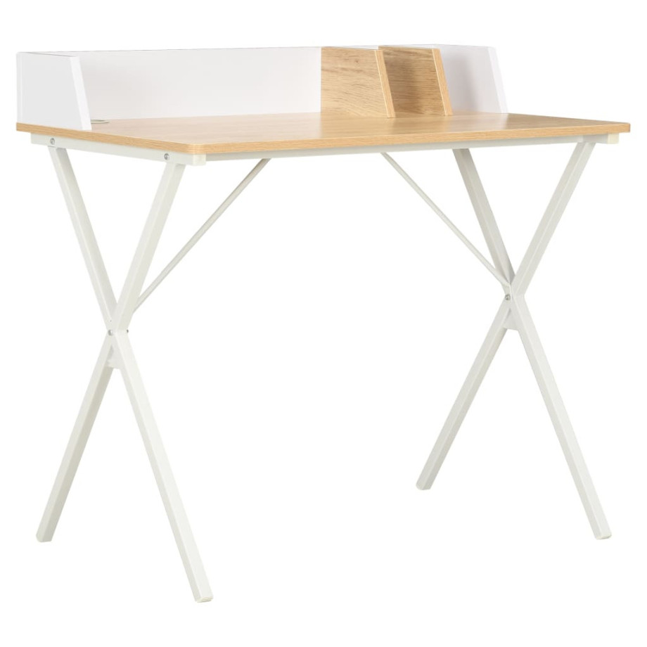 vidaXL Bureau 80x50x84 cm wit en natuurlijk afbeelding 1