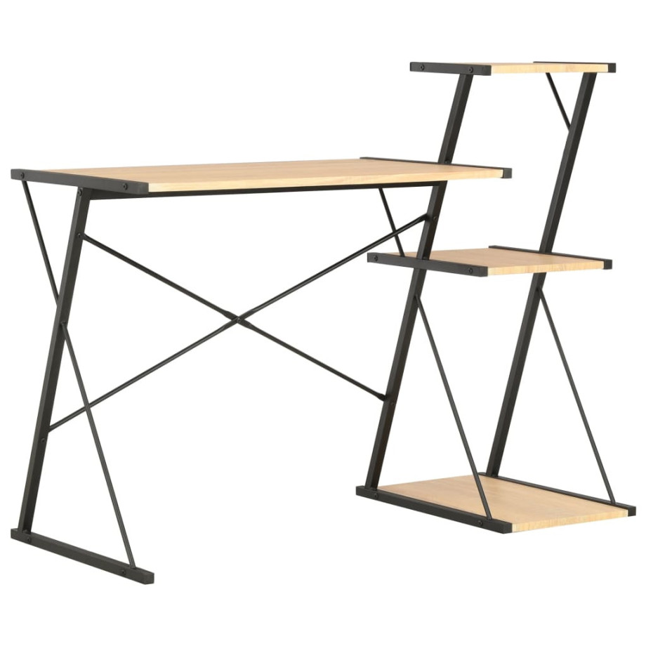 vidaXL Bureau met schap 116x50x93 cm zwart en eikenkleurig afbeelding 1