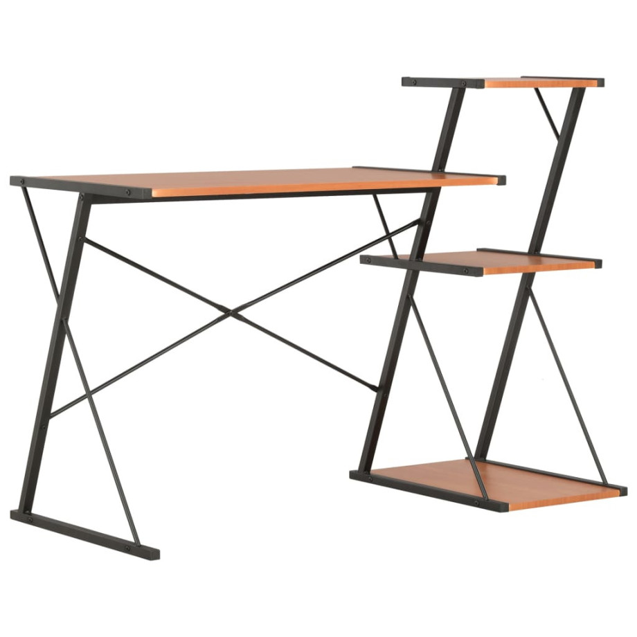 vidaXL Bureau met schap 116x50x93 cm zwart en bruin afbeelding 1