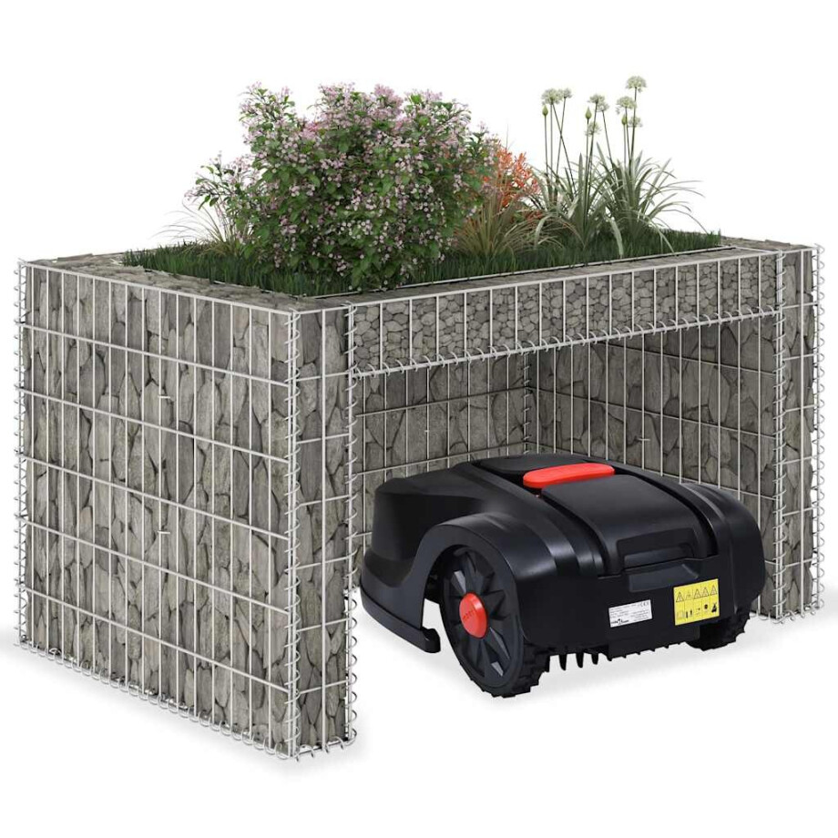 vidaXL Grasmaaieroverkapping met plantenbak 110x80x60cm staaldraad afbeelding 1