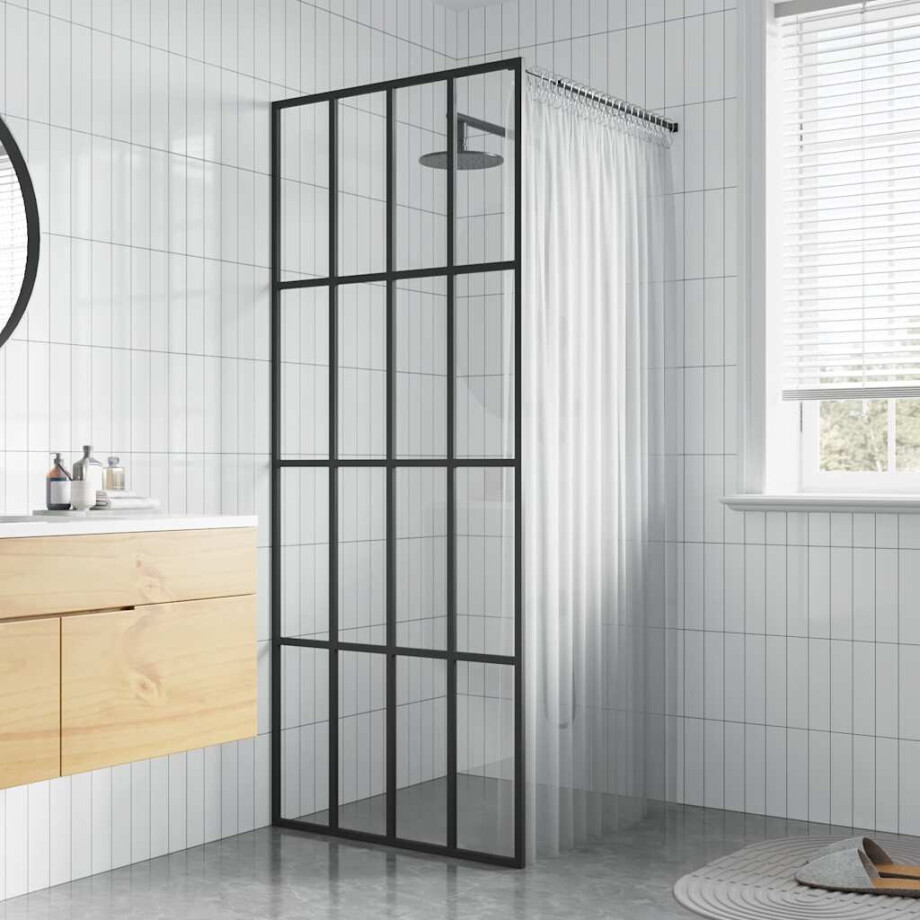vidaXL Inloopdouchewand 90x195 cm transparant gehard glas afbeelding 1