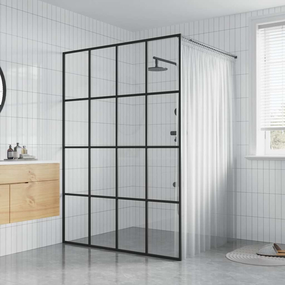 vidaXL Inloopdouchewand 140x195 cm transparant gehard glas afbeelding 1