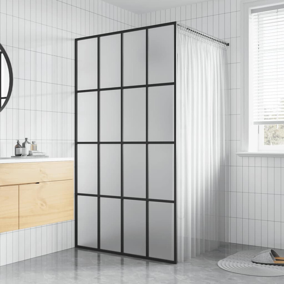 vidaXL Inloopdouchewand 100x195 cm mat gehard glas afbeelding 1