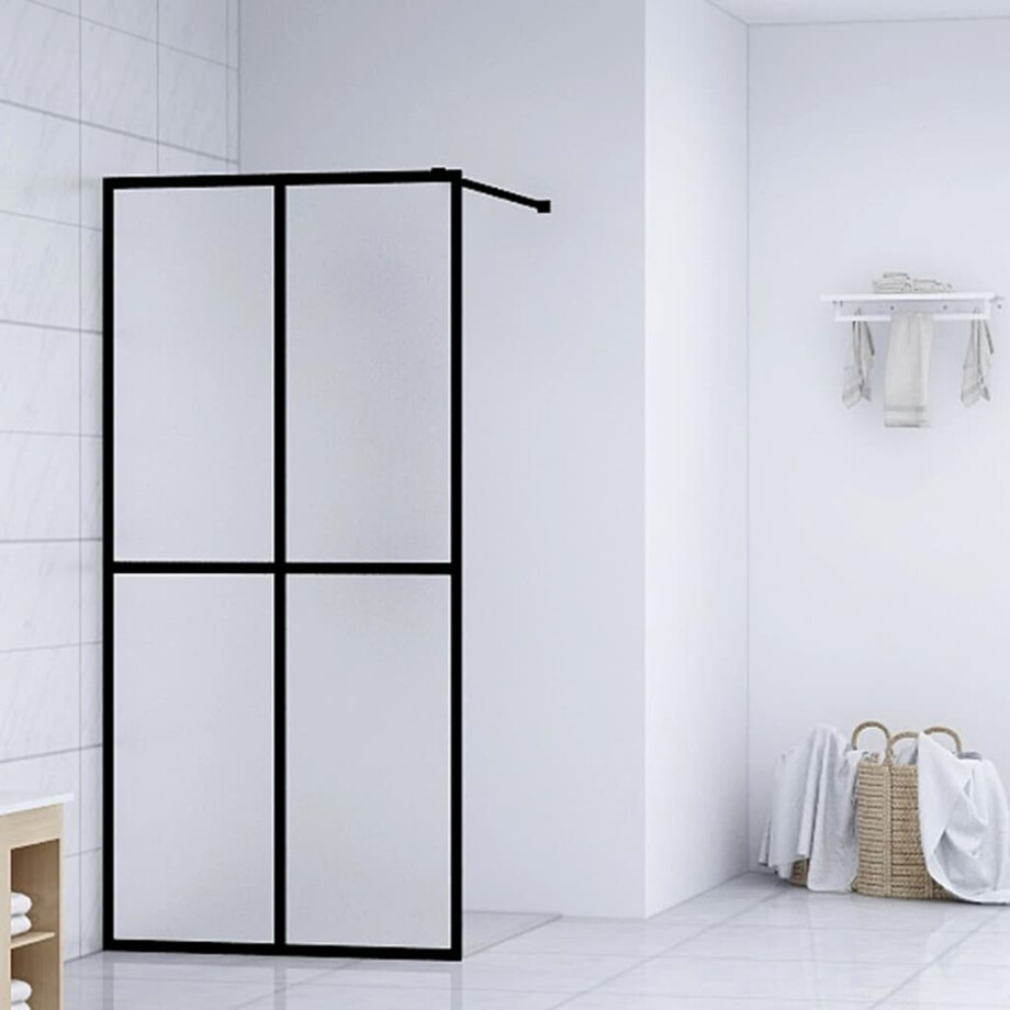 vidaXL Inloopdouchewand 118x190 cm mat gehard glas afbeelding 1