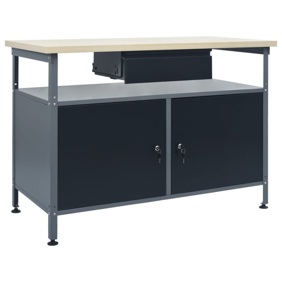 vidaXL Werkbank 120x60x85 cm staal zwart afbeelding 1