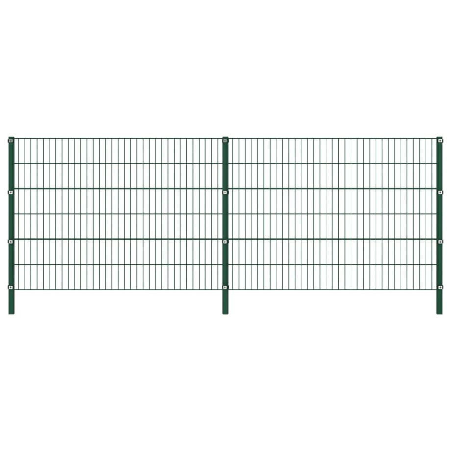 vidaXL Schuttingpaneel met palen ijzer 349x120 cm groen afbeelding 1