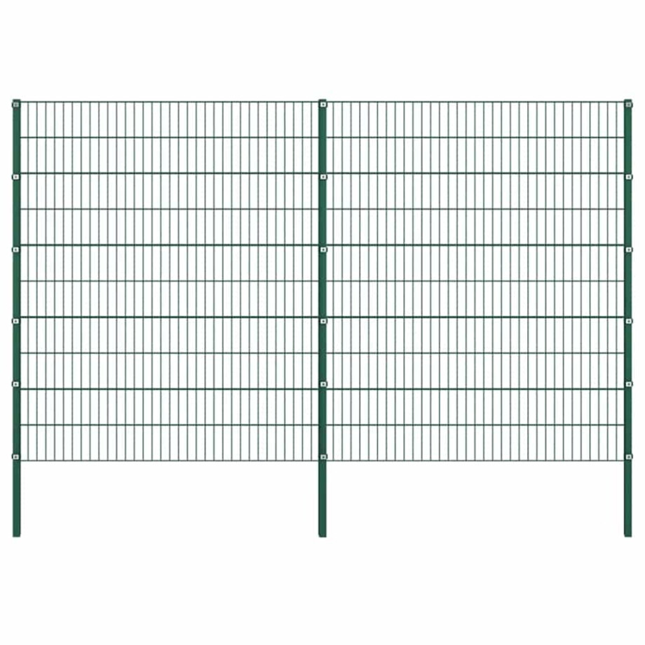 vidaXL Schuttingpaneel met palen ijzer 349x200 cm groen afbeelding 1