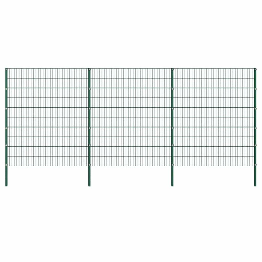vidaXL Schuttingpaneel met palen ijzer 522x200 cm groen afbeelding 1