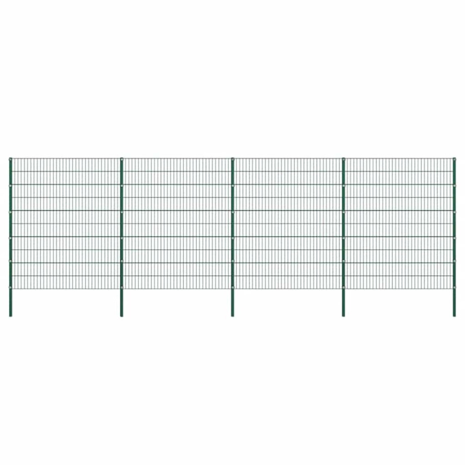 vidaXL Schuttingpaneel met palen ijzer 694,5x200 cm groen afbeelding 1