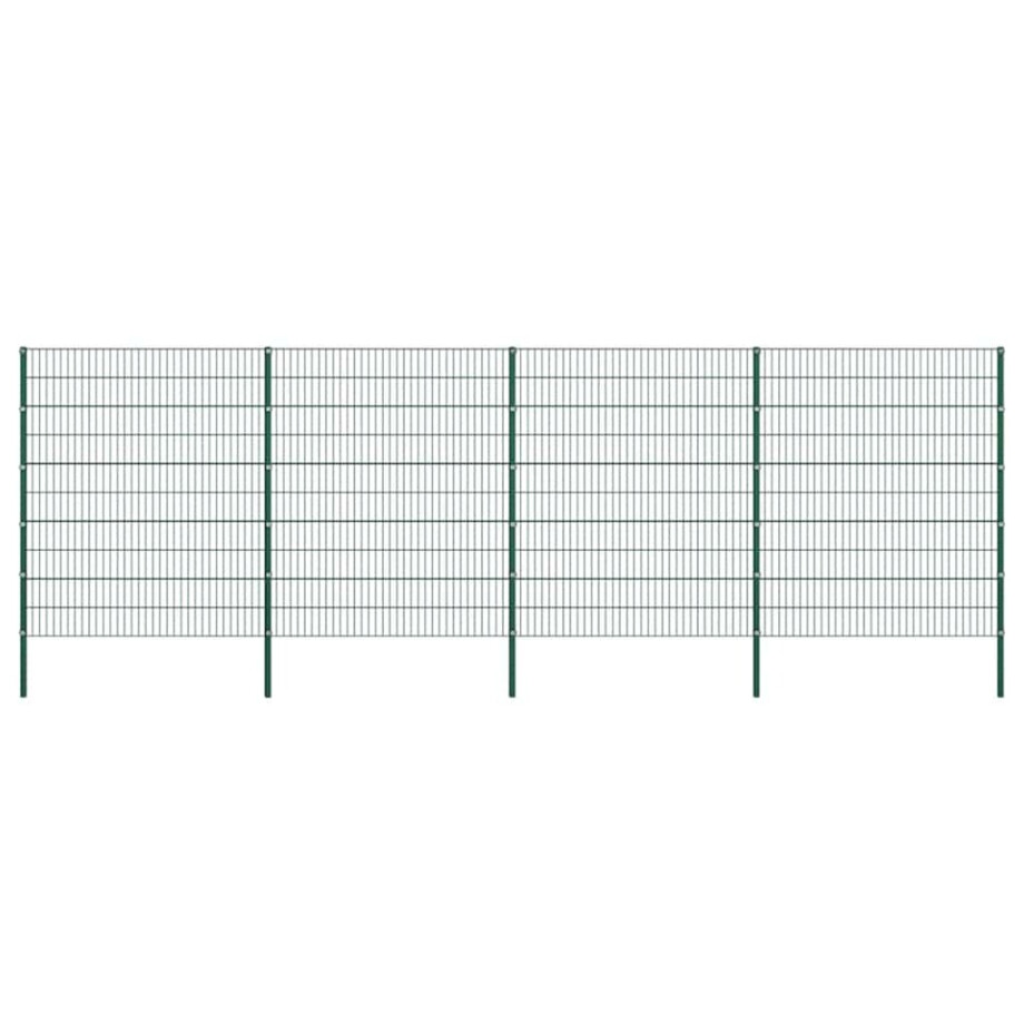 vidaXL Schuttingpaneel met palen ijzer 867x200 cm groen afbeelding 1