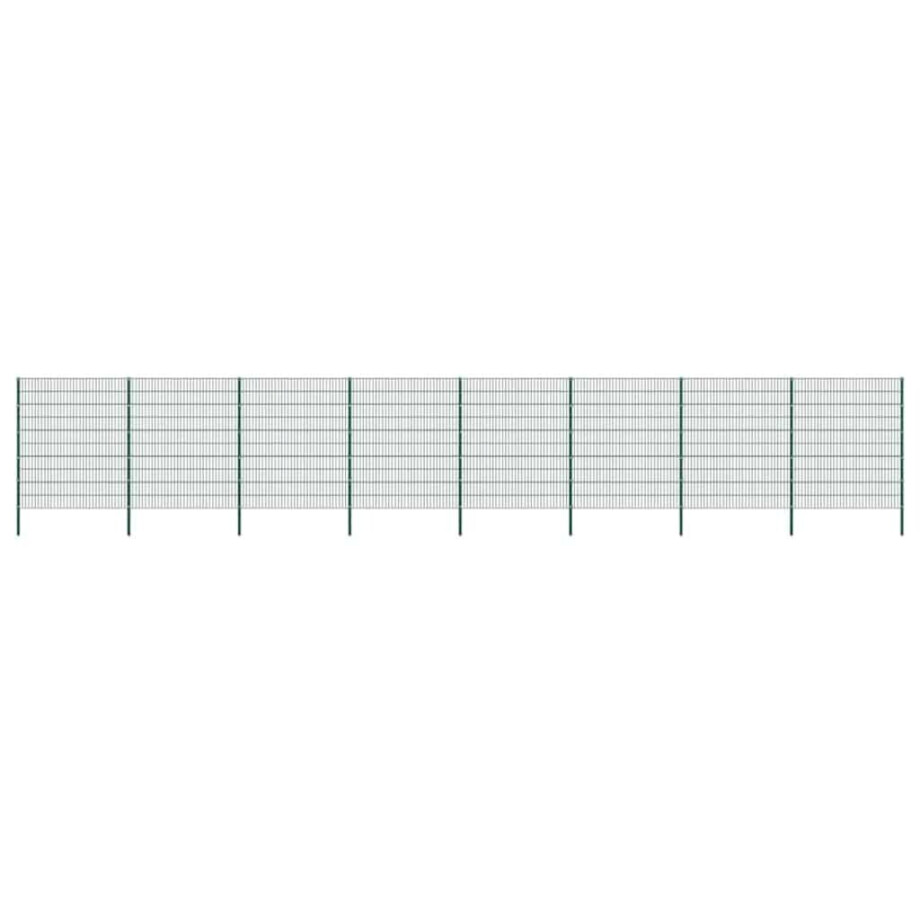 vidaXL Schuttingpaneel met palen ijzer 1385x200 cm groen afbeelding 1