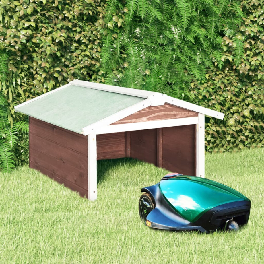 vidaXL Overkapping voor grasmaaier 72x87x50 cm vurenhout mokka en wit vidaXL Overkapping voor grasmaaier 72x87x50 cm vurenhout mokka en wit afbeelding 1