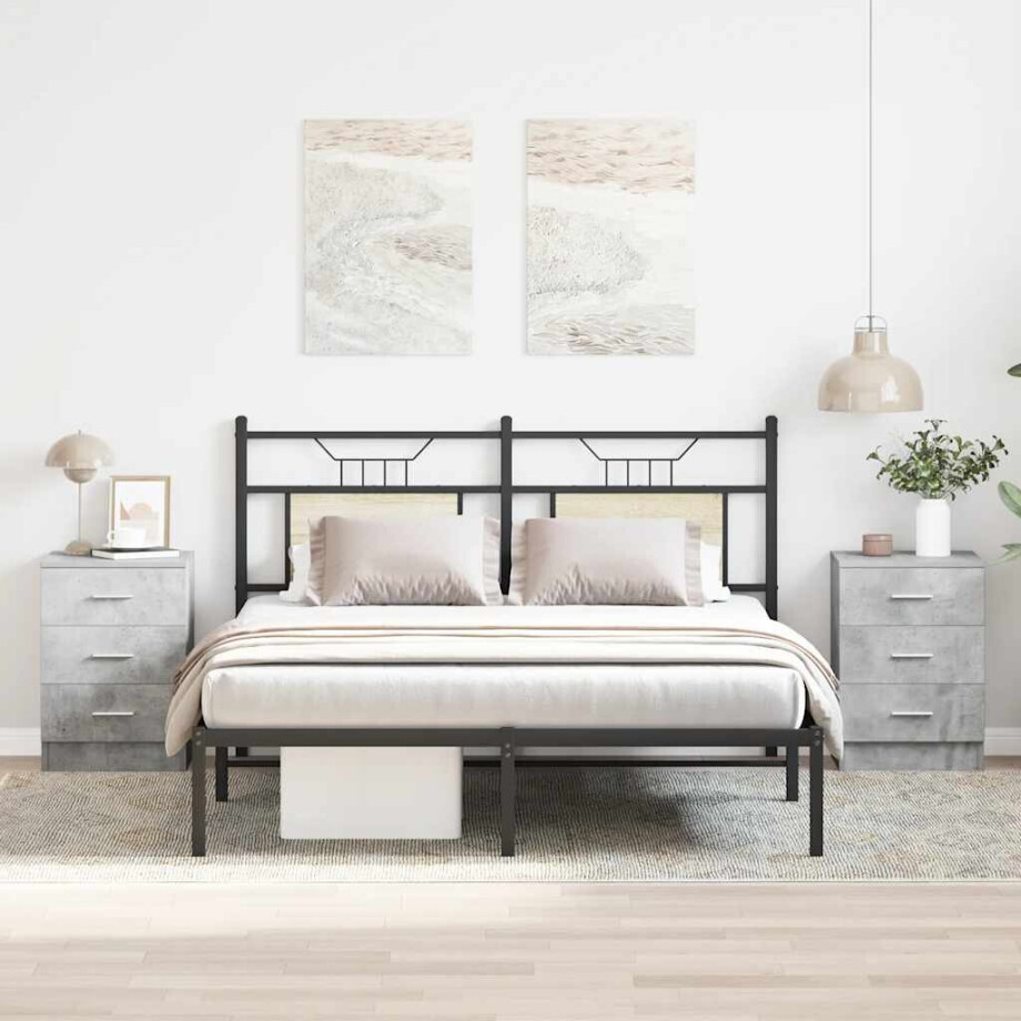 vidaXL Nachtkastjes 2 st 38x35x56 cm bewerkt hout betongrijs vidaXL Nachtkastjes 2 st 38x35x56 cm bewerkt hout betongrijs afbeelding 1