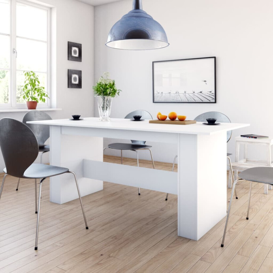 vidaXL Eettafel 180x90x76 cm bewerkt hout wit afbeelding 1