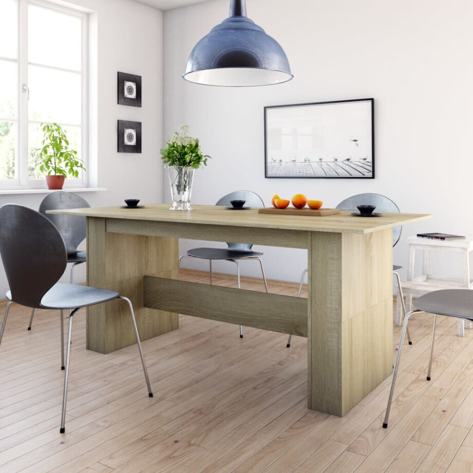 vidaXL Eettafel 180x90x76 cm bewerkt hout sonoma eikenkleurig vidaXL Eettafel 180x90x76 cm bewerkt hout sonoma eikenkleurig afbeelding 1