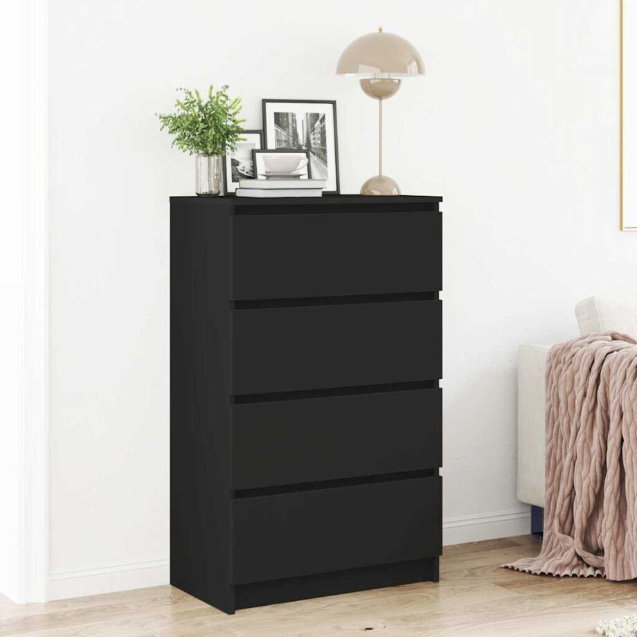 vidaXL Dressoir 60x35x98,5 cm bewerkt hout zwart afbeelding 1