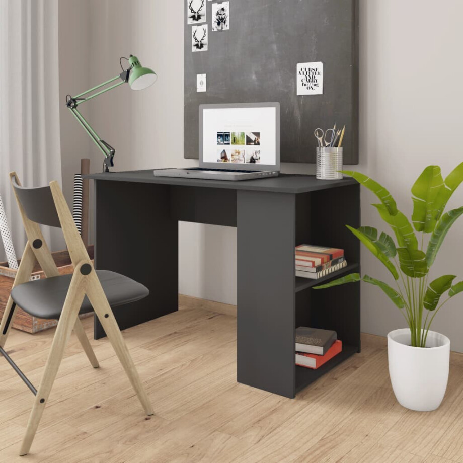 vidaXL Bureau 110x60x73 cm bewerkt hout grijs vidaXL Bureau 110x60x73 cm bewerkt hout grijs afbeelding 1