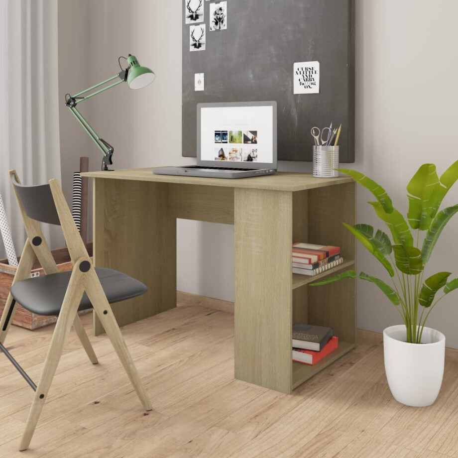 vidaXL Bureau 110x60x73 cm bewerkt hout sonoma eikenkleurig afbeelding 1