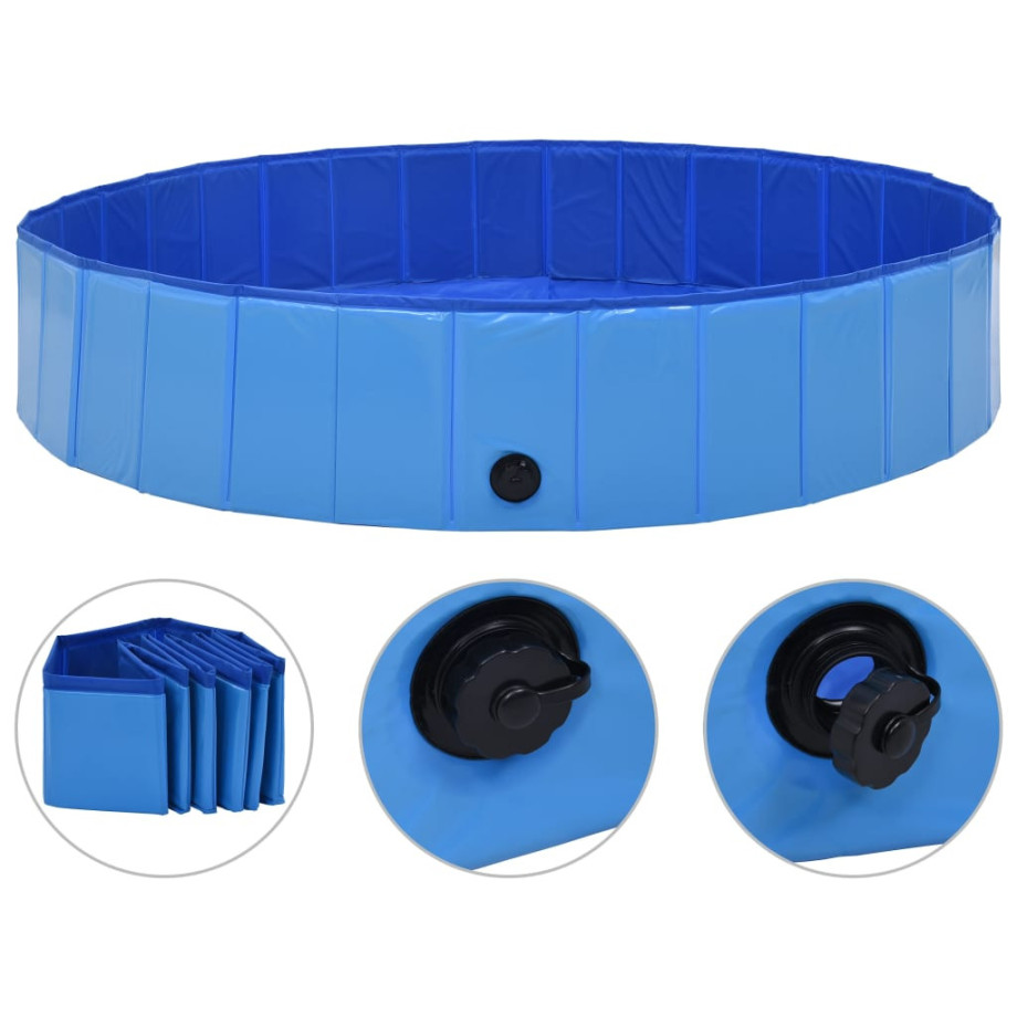 vidaXL Hondenzwembad inklapbaar 160x30 cm PVC blauw afbeelding 