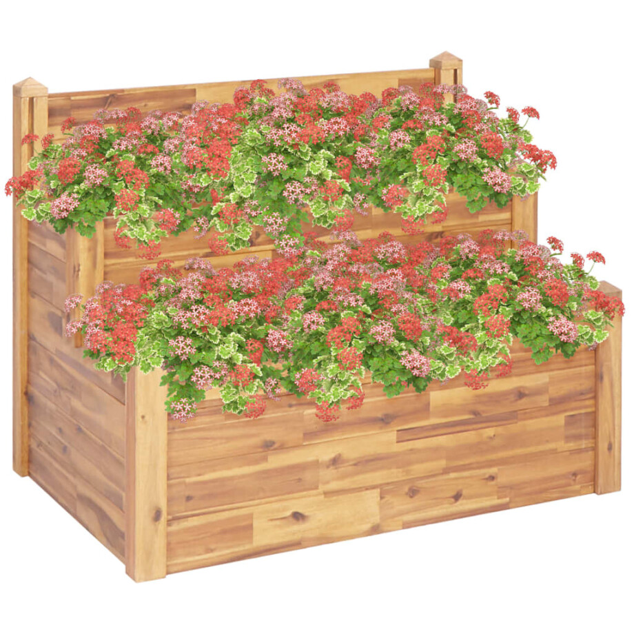 vidaXL Plantenbak 2-laags 110x75x84 cm massief acaciahout afbeelding 1