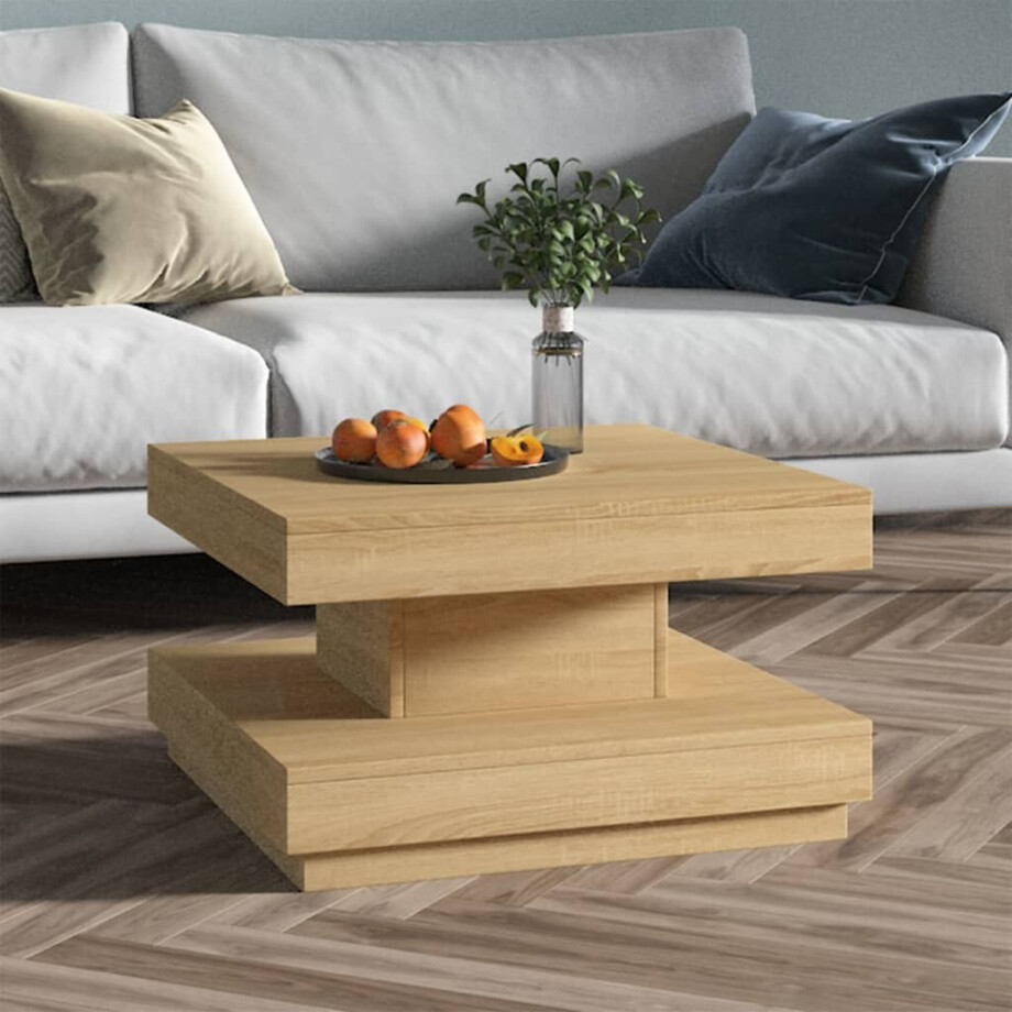 vidaXL Salontafel 60x60x35 cm MDF lichtbruin afbeelding 1