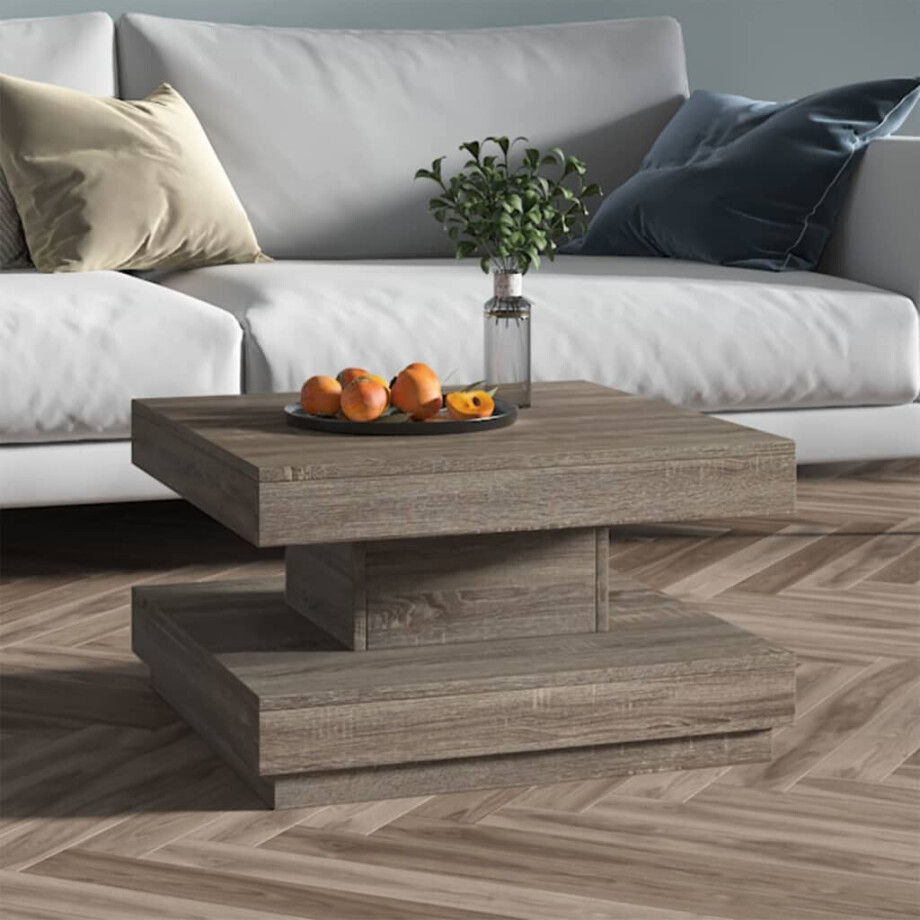 vidaXL Salontafel 60x60x35 cm MDF grijs afbeelding 1