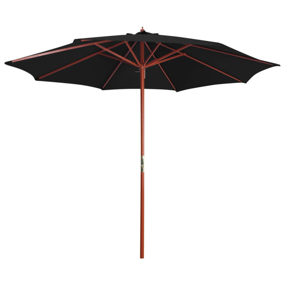 vidaXL Parasol met houten paal 300x258 cm zwart afbeelding 1