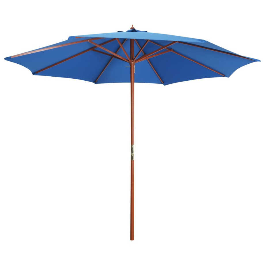 vidaXL Parasol met houten paal 300x258 cm blauw afbeelding 1