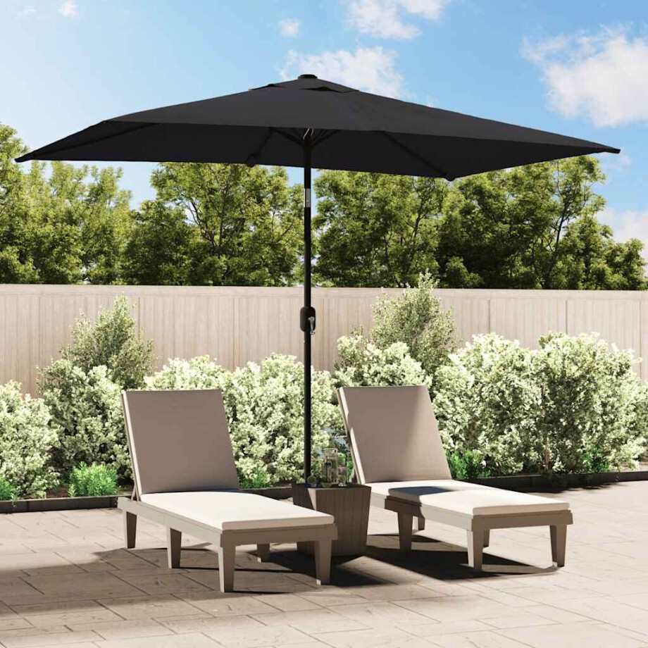 vidaXL Parasol met metalen paal 300x200 cm zwart afbeelding 1