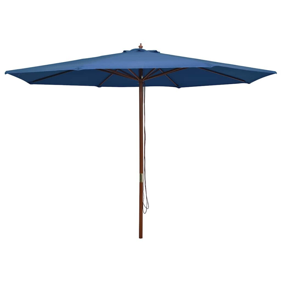 vidaXL Parasol met houten paal 350 cm blauw afbeelding 1