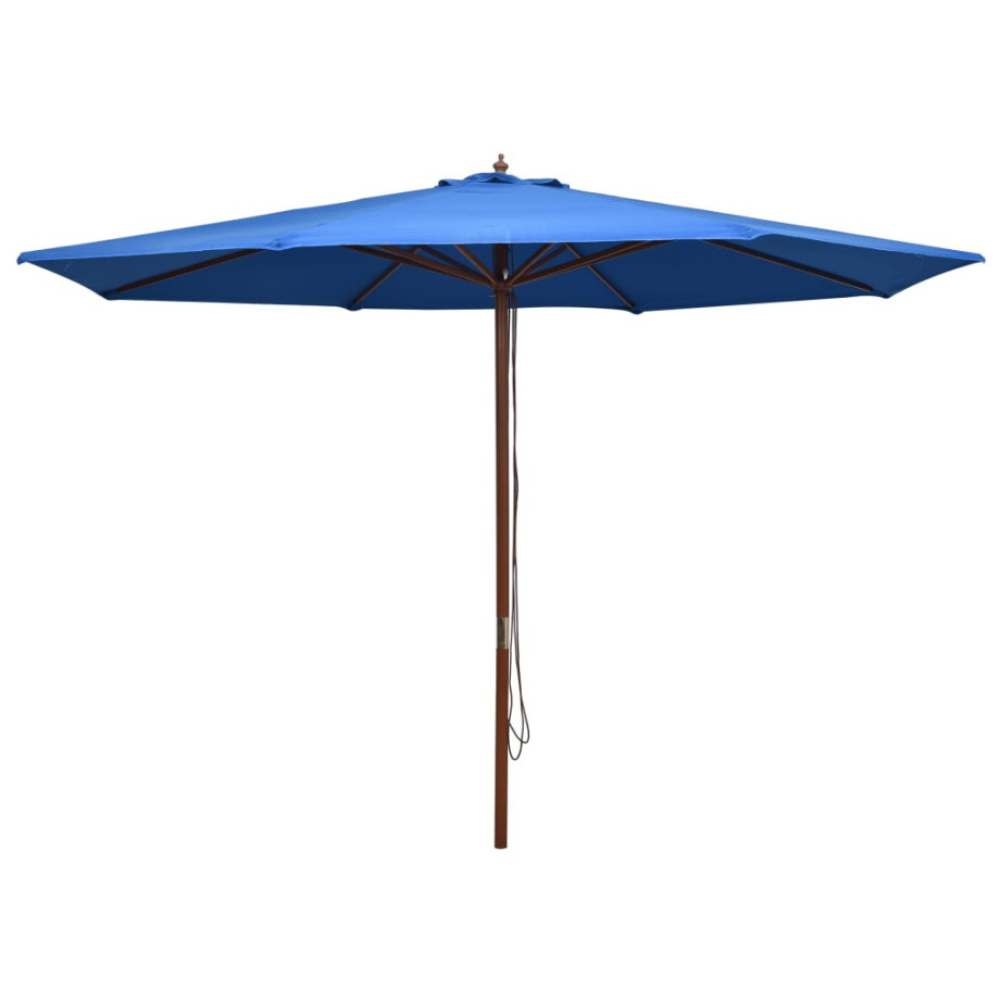 vidaXL Parasol met houten paal 350 cm blauw afbeelding 1