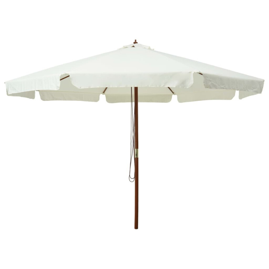 vidaXL Parasol met houten paal 330 cm zandwit vidaXL Parasol met houten paal 330 cm zandwit afbeelding 1