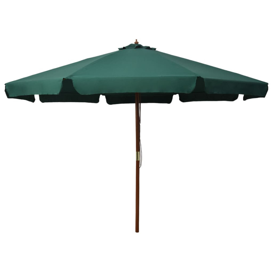 vidaXL Parasol met houten paal 330 cm groen afbeelding 1