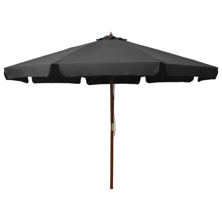 vidaXL Parasol met houten paal 330 cm antraciet afbeelding 1