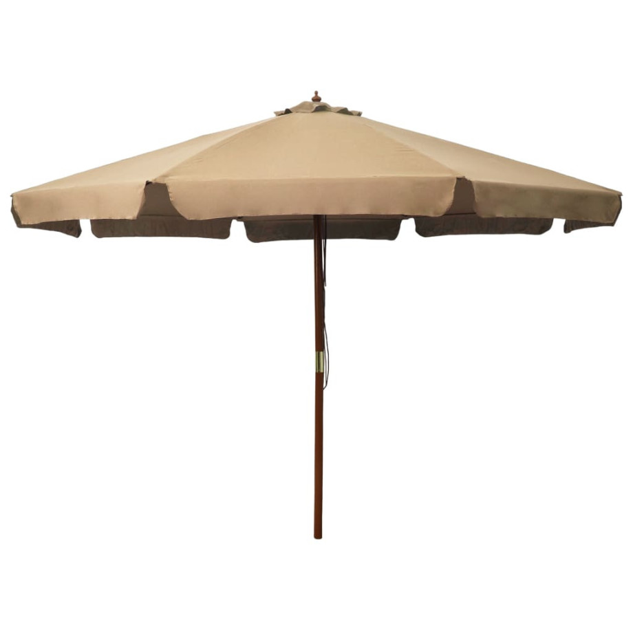 vidaXL Parasol met houten paal 330 cm taupe afbeelding 1