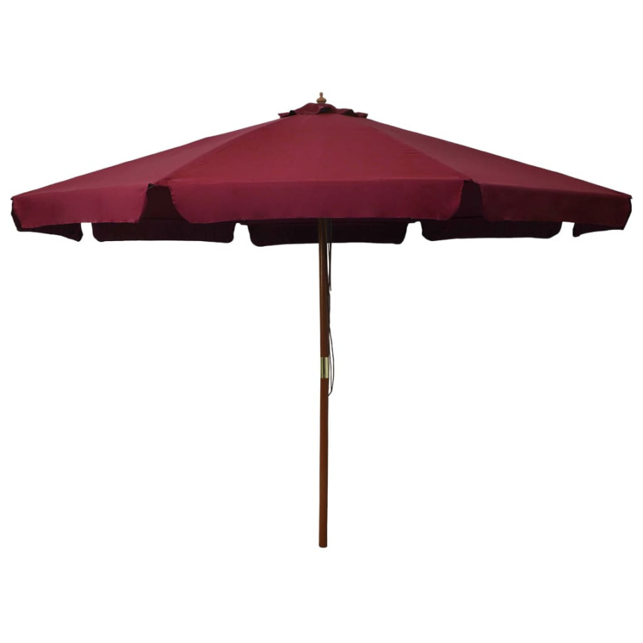 vidaXL Parasol met houten paal 330 cm bordeauxrood afbeelding 1