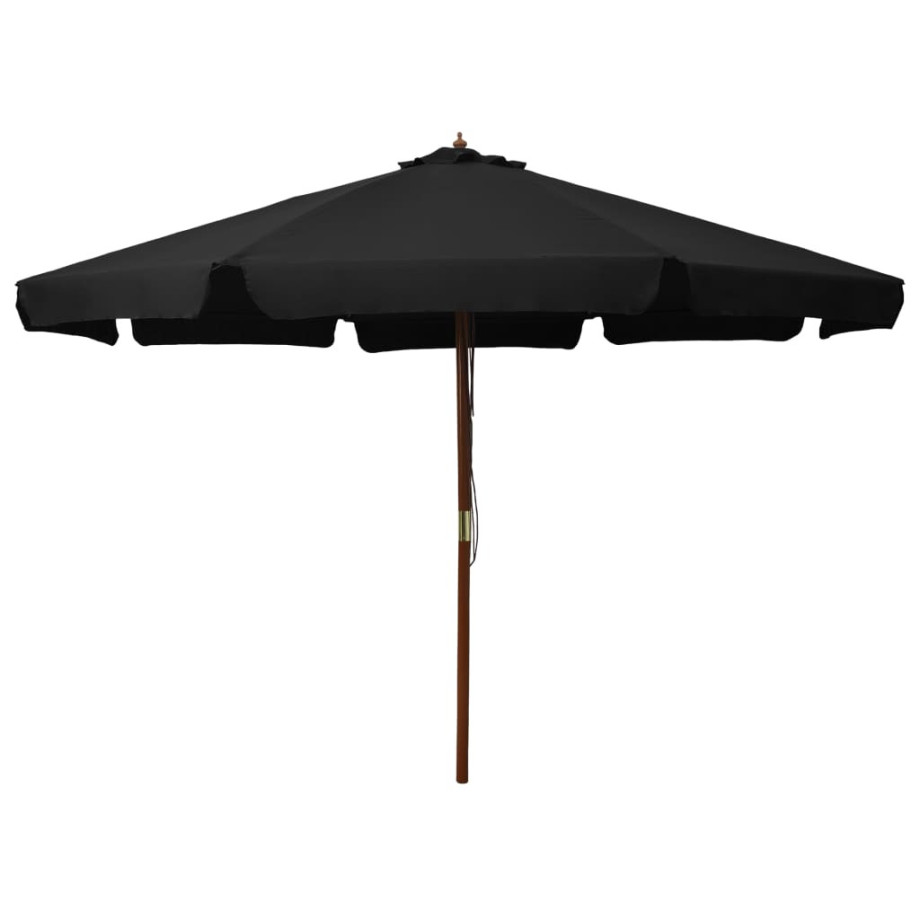 vidaXL Parasol met houten paal 330 cm zwart afbeelding 1